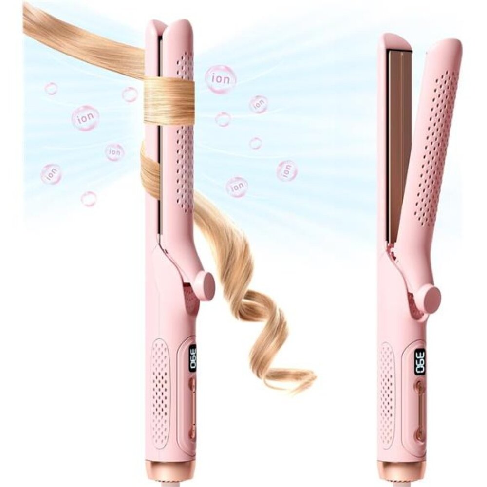 Hair Straightener Curler 2-in-1: 1.25" Flat Iron for Women - Curling